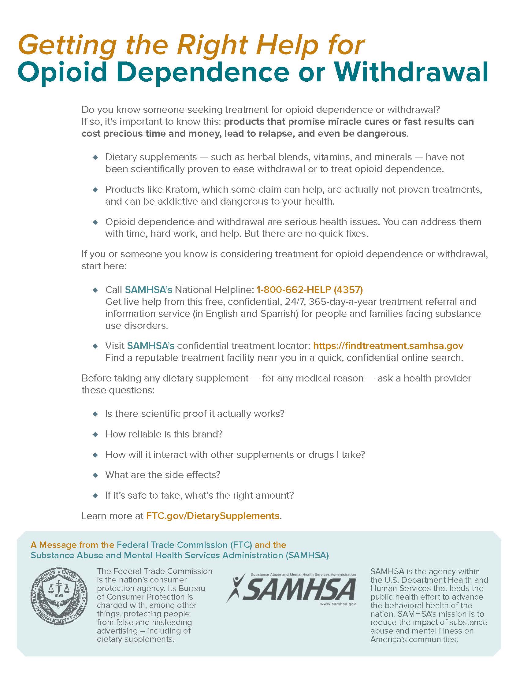 Getting the Right Help for Opioid Dependence or Withdrawal