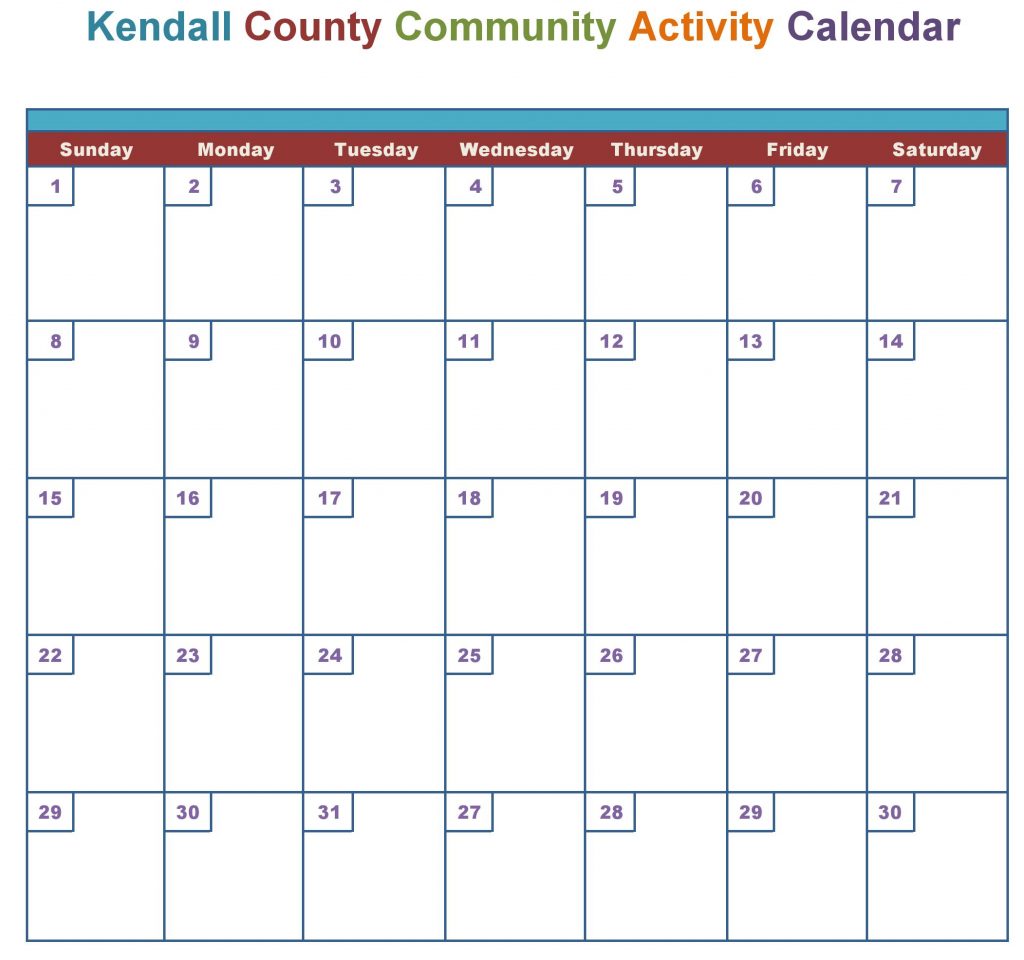 Kendall County Community Clinic Calendar (Blank)-page-001